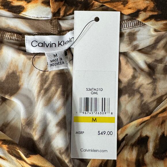 Calvin Klein Medium Top Leopard Print Sleeveless V-Neck Stretch Pullover Multi - Picture 7 of 9
